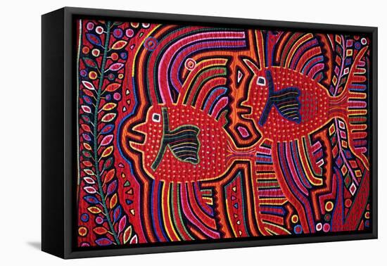 Detail of a Panamanian Cuna Mola with a Angel Fish-Danny Lehman-Framed Premier Image Canvas