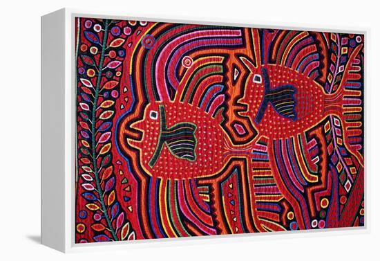 Detail of a Panamanian Cuna Mola with a Angel Fish-Danny Lehman-Framed Premier Image Canvas