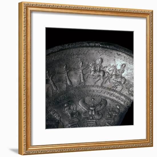 Detail of a Phoenician silver bowl showing soldiers attacking a city, 7th century BC-Unknown-Framed Giclee Print