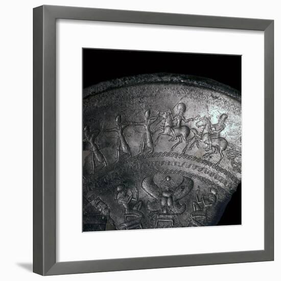 Detail of a Phoenician silver bowl showing soldiers attacking a city, 7th century BC-Unknown-Framed Giclee Print