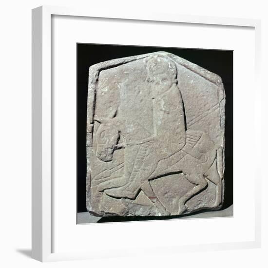 Detail of a Pictish slab showing a horseman with sword and spear, 7th century Artist: Unknown-Unknown-Framed Giclee Print