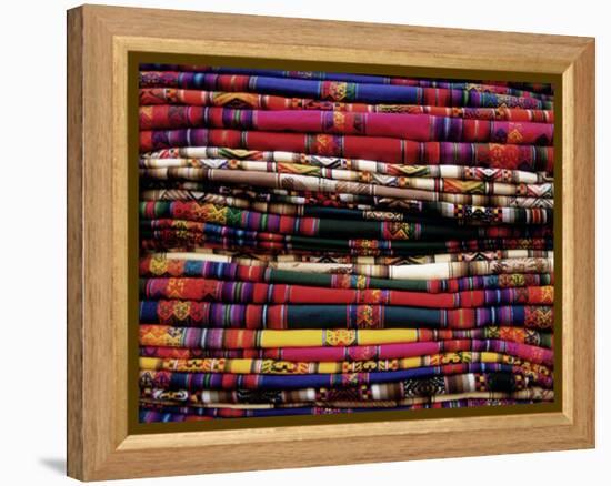 Detail of a Pile of Colourful Ponchos, Cuzco (Cusco), Peru, South America-Gavin Hellier-Framed Premier Image Canvas