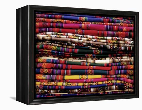 Detail of a Pile of Colourful Ponchos, Cuzco (Cusco), Peru, South America-Gavin Hellier-Framed Premier Image Canvas