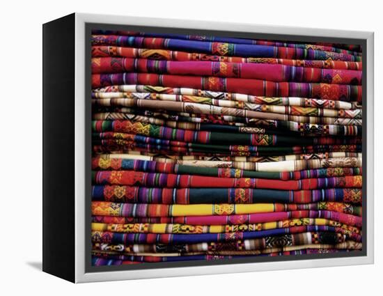 Detail of a Pile of Colourful Ponchos, Cuzco (Cusco), Peru, South America-Gavin Hellier-Framed Premier Image Canvas