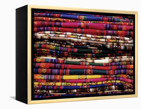 Detail of a Pile of Colourful Ponchos, Cuzco (Cusco), Peru, South America-Gavin Hellier-Framed Premier Image Canvas