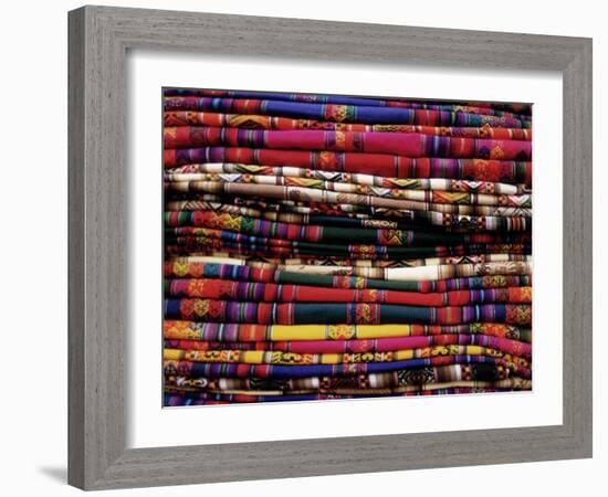 Detail of a Pile of Colourful Ponchos, Cuzco (Cusco), Peru, South America-Gavin Hellier-Framed Photographic Print