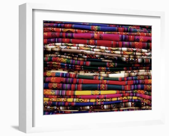 Detail of a Pile of Colourful Ponchos, Cuzco (Cusco), Peru, South America-Gavin Hellier-Framed Photographic Print