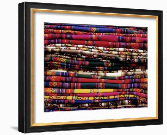 Detail of a Pile of Colourful Ponchos, Cuzco (Cusco), Peru, South America-Gavin Hellier-Framed Photographic Print