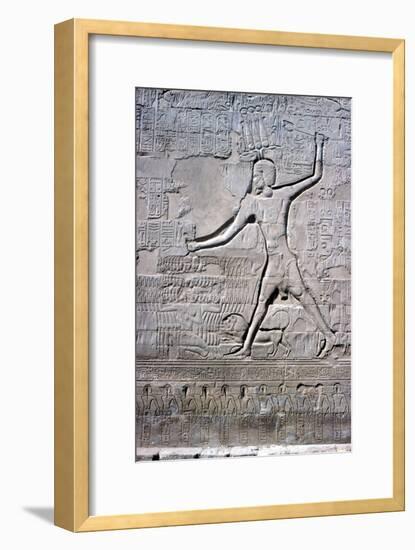 Detail of a relief of Pharaoh smiting his enemies, Temple of Khnum, Ptolemaic & Roman Periods-Unknown-Framed Giclee Print