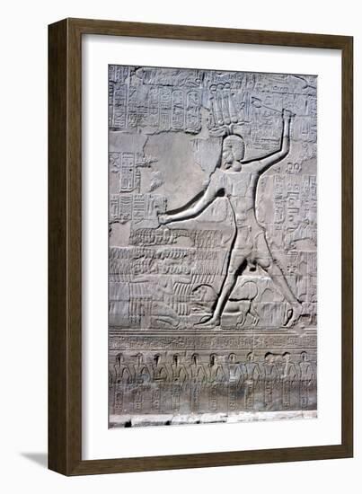 Detail of a relief of Pharaoh smiting his enemies, Temple of Khnum, Ptolemaic & Roman Periods-Unknown-Framed Giclee Print