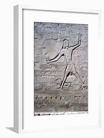 Detail of a relief of Pharaoh smiting his enemies, Temple of Khnum, Ptolemaic & Roman Periods-Unknown-Framed Giclee Print