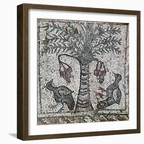 Detail of a Roman mosaic depicting two birds and a date palm, Lebanon, 2nd century-Werner Forman-Framed Photographic Print