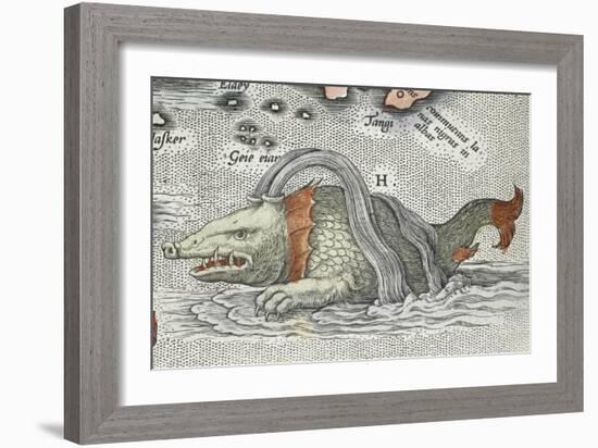 Detail of a sea monster, from Typus orbis terrarum, 1598-Abraham Ortelius-Framed Giclee Print