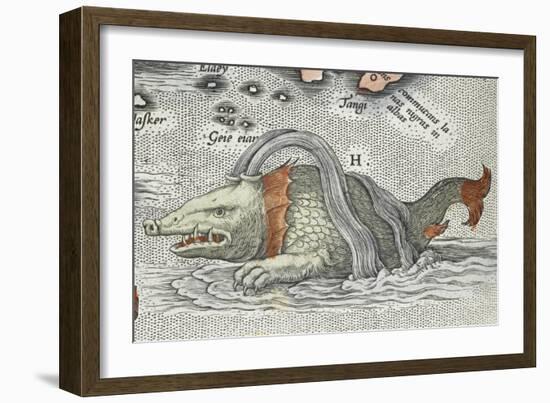 Detail of a sea monster, from Typus orbis terrarum, 1598-Abraham Ortelius-Framed Giclee Print