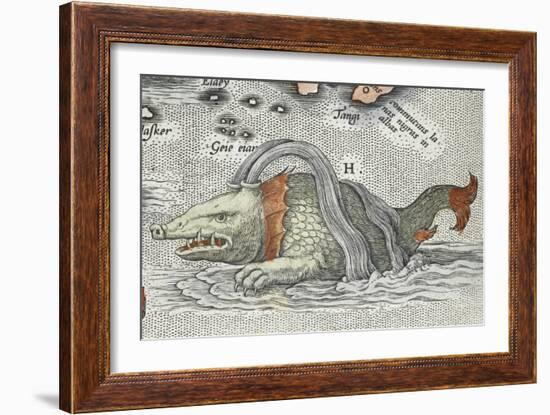 Detail of a sea monster, from Typus orbis terrarum, 1598-Abraham Ortelius-Framed Giclee Print