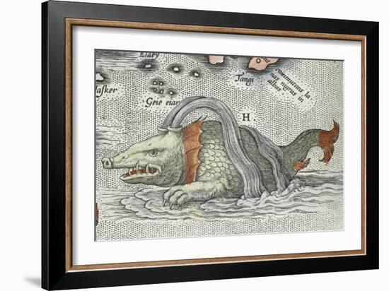 Detail of a sea monster, from Typus orbis terrarum, 1598-Abraham Ortelius-Framed Giclee Print