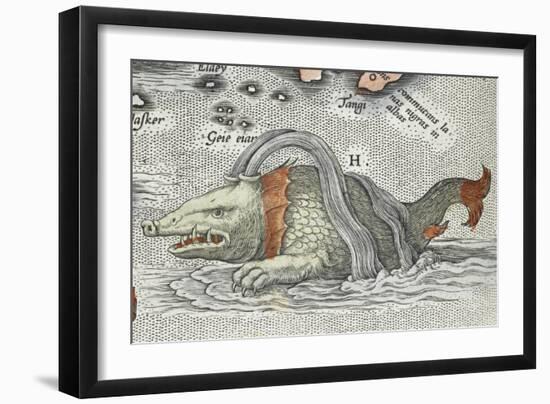 Detail of a sea monster, from Typus orbis terrarum, 1598-Abraham Ortelius-Framed Giclee Print