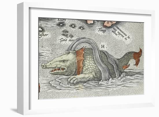 Detail of a sea monster, from Typus orbis terrarum, 1598-Abraham Ortelius-Framed Giclee Print