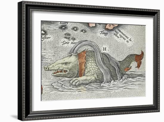 Detail of a sea monster, from Typus orbis terrarum, 1598-Abraham Ortelius-Framed Giclee Print