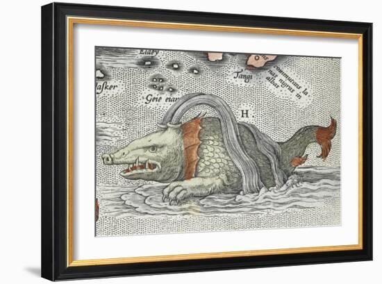 Detail of a sea monster, from Typus orbis terrarum, 1598-Abraham Ortelius-Framed Giclee Print