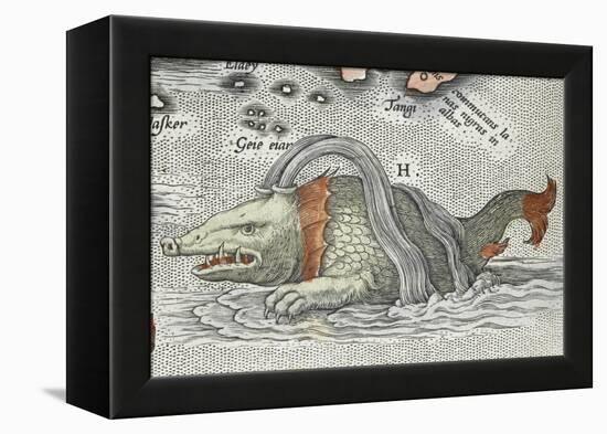 Detail of a sea monster, from Typus orbis terrarum, 1598-Abraham Ortelius-Framed Premier Image Canvas