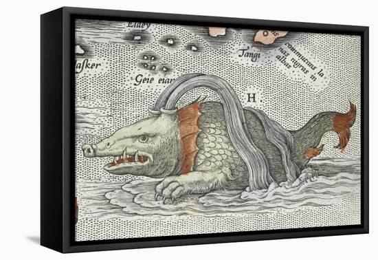 Detail of a sea monster, from Typus orbis terrarum, 1598-Abraham Ortelius-Framed Premier Image Canvas