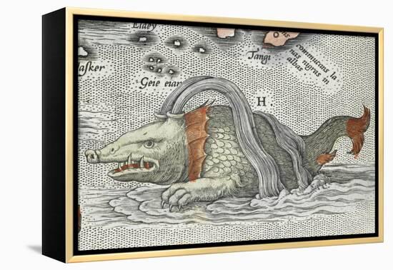 Detail of a sea monster, from Typus orbis terrarum, 1598-Abraham Ortelius-Framed Premier Image Canvas