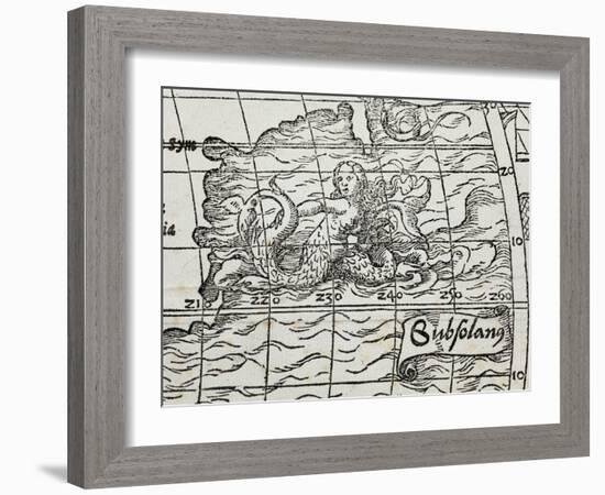 Detail of a siren on the Typus Cosmographicus Universalis-German-Framed Giclee Print