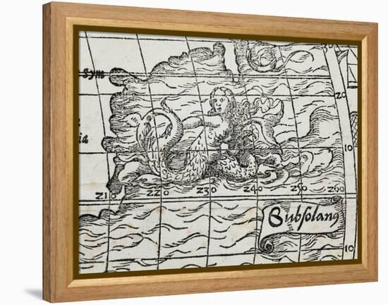 Detail of a siren on the Typus Cosmographicus Universalis-German-Framed Premier Image Canvas