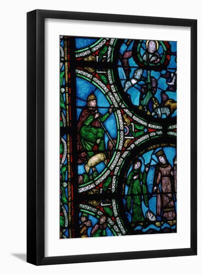 Detail of a stained glass window showing the story of Moses, 12th century. Artist: Unknown-Unknown-Framed Giclee Print