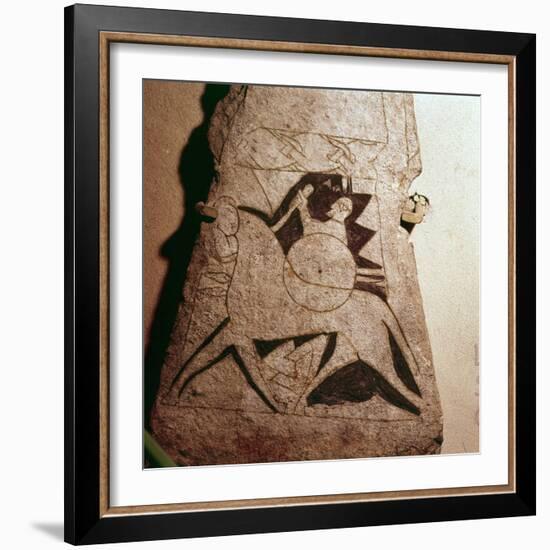 Detail of a Viking Horseman, Stela, Gotland, c8th century-Unknown-Framed Giclee Print