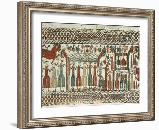 Detail of a Viking tapestry from Skog Church, Halsingland, Sweden, 12th century-Werner Forman-Framed Photographic Print