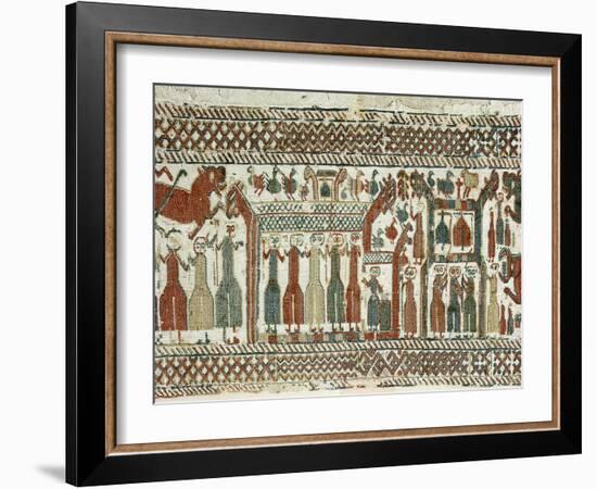 Detail of a Viking tapestry from Skog Church, Halsingland, Sweden, 12th century-Werner Forman-Framed Photographic Print