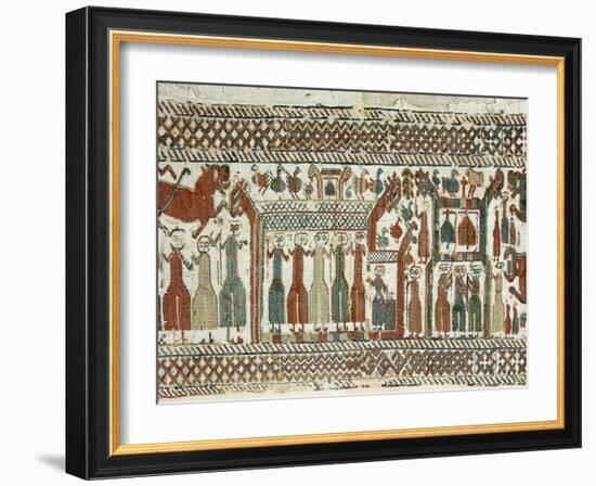 Detail of a Viking tapestry from Skog Church, Halsingland, Sweden, 12th century-Werner Forman-Framed Photographic Print