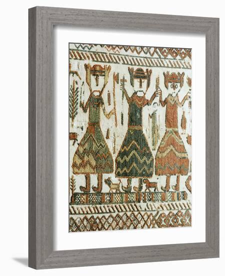 Detail of a Viking tapestry from Skog Church, Halsingland, Sweden, 12th century-Werner Forman-Framed Photographic Print