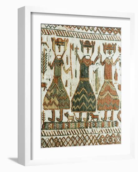 Detail of a Viking tapestry from Skog Church, Halsingland, Sweden, 12th century-Werner Forman-Framed Photographic Print