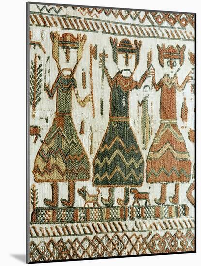 Detail of a Viking tapestry from Skog Church, Halsingland, Sweden, 12th century-Werner Forman-Mounted Photographic Print