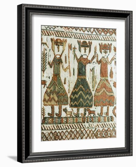 Detail of a Viking tapestry from Skog Church, Halsingland, Sweden, 12th century-Werner Forman-Framed Photographic Print