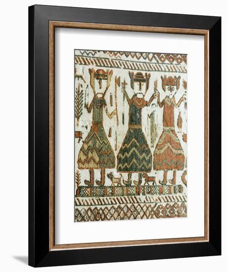 Detail of a Viking tapestry from Skog Church, Halsingland, Sweden, 12th century-Werner Forman-Framed Photographic Print