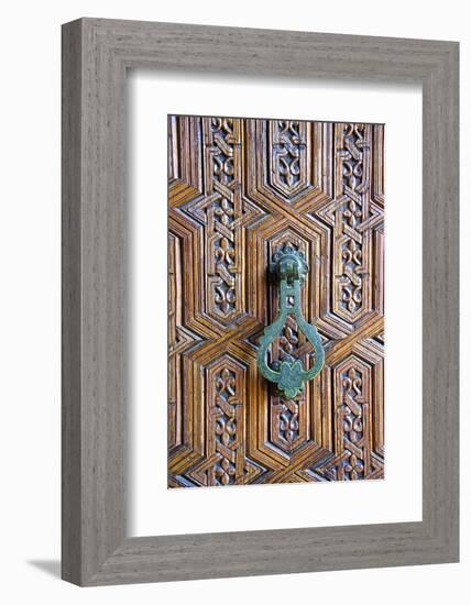 Detail of a Wooden Door and Bronze Knocker-Guy Thouvenin-Framed Photographic Print