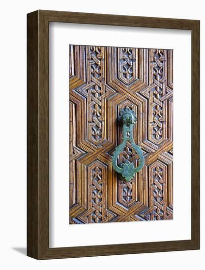 Detail of a Wooden Door and Bronze Knocker-Guy Thouvenin-Framed Photographic Print