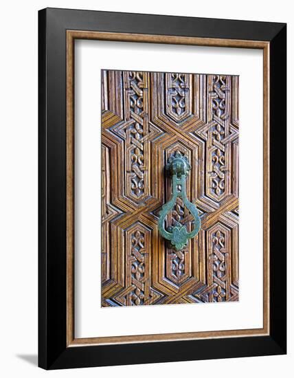 Detail of a Wooden Door and Bronze Knocker-Guy Thouvenin-Framed Photographic Print