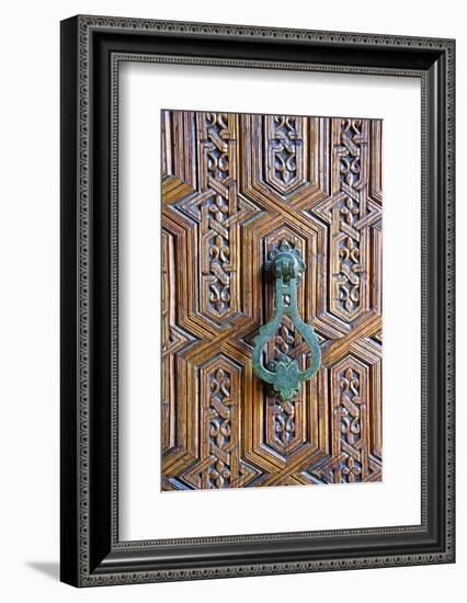 Detail of a Wooden Door and Bronze Knocker-Guy Thouvenin-Framed Photographic Print