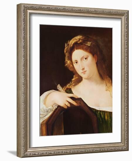 Detail of Allegory of Vanity, or Young Woman with a Mirror, c.1515-Titian (Tiziano Vecelli)-Framed Giclee Print