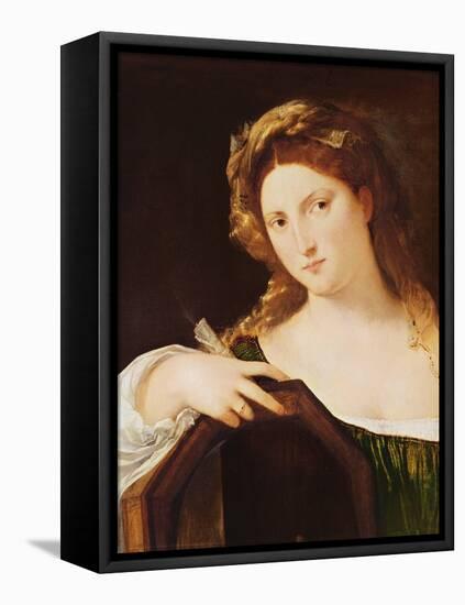Detail of Allegory of Vanity, or Young Woman with a Mirror, c.1515-Titian (Tiziano Vecelli)-Framed Premier Image Canvas