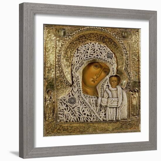 Detail of an Icon Showing the Virgin of Kazan by Yegor Petrov, Moscow, 1788-null-Framed Giclee Print