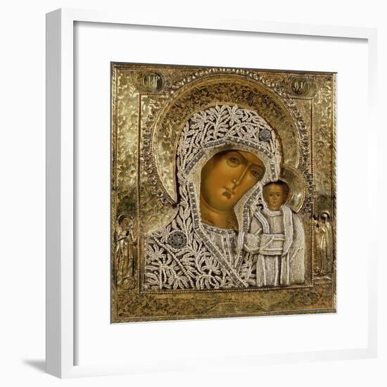 Detail of an Icon Showing the Virgin of Kazan by Yegor Petrov, Moscow, 1788-null-Framed Giclee Print