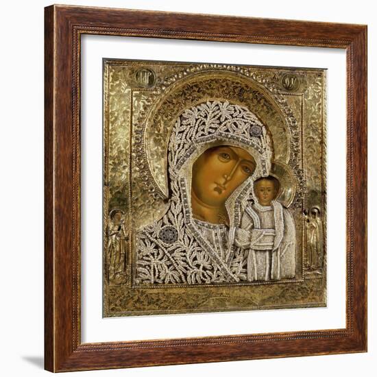 Detail of an Icon Showing the Virgin of Kazan by Yegor Petrov, Moscow, 1788-null-Framed Giclee Print