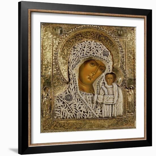 Detail of an Icon Showing the Virgin of Kazan by Yegor Petrov, Moscow, 1788-null-Framed Giclee Print