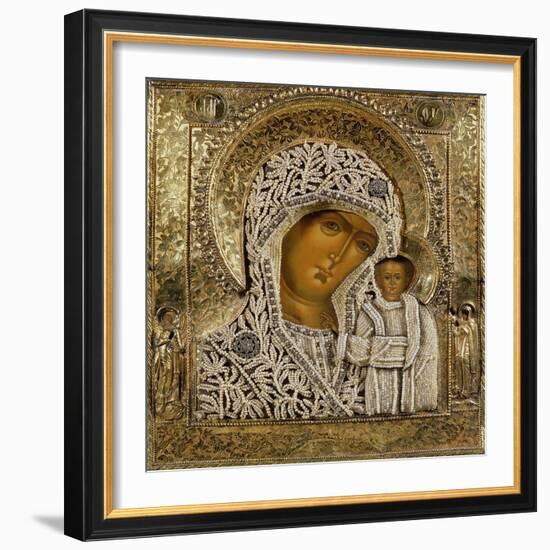 Detail of an Icon Showing the Virgin of Kazan by Yegor Petrov, Moscow, 1788-null-Framed Giclee Print